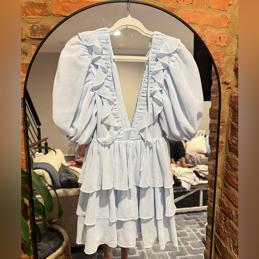 Tularosa Soft Blue Ruffle Dress - Picture 2 of 3